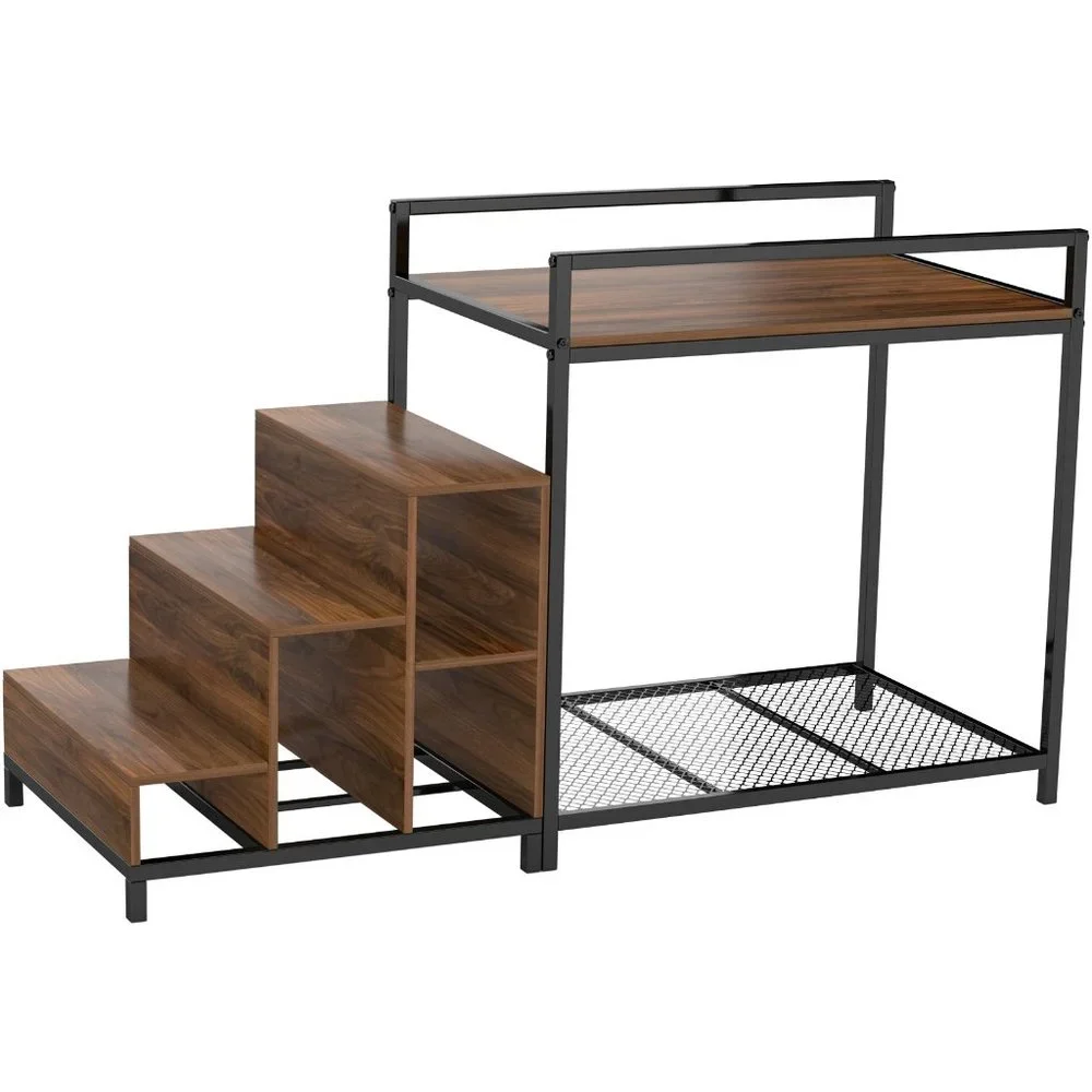 Dog Bunk Bed Window Pet Perch Elevated for Cats Dogs, Non-slip Pad and Storage